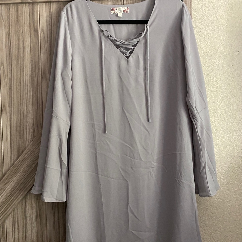 Grey Bell Sleeve Dress